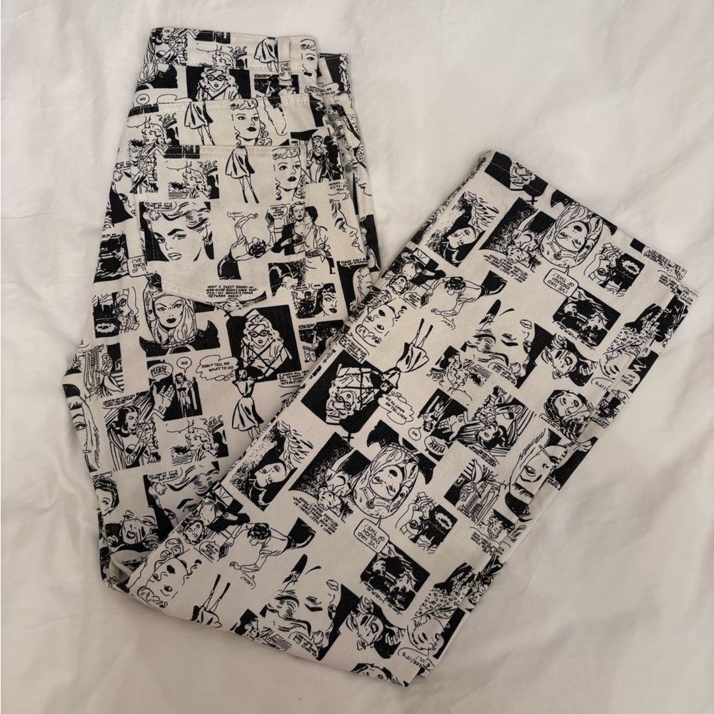 Reformation Newsprint High Rise Straight Long Jeans